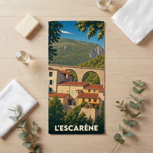 Serviette de bain 30 cm x 60 cm souvenir de L'Escarène