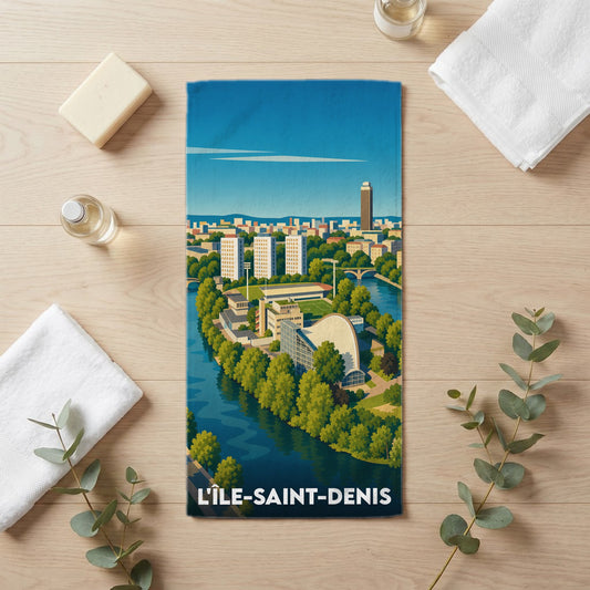 Serviette de bain 30 cm x 60 cm souvenir de L'Île-Saint-Denis