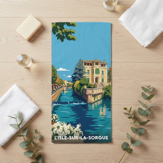 Serviette de bain 30 cm x 60 cm souvenir de L'Isle-sur-la-Sorgue
