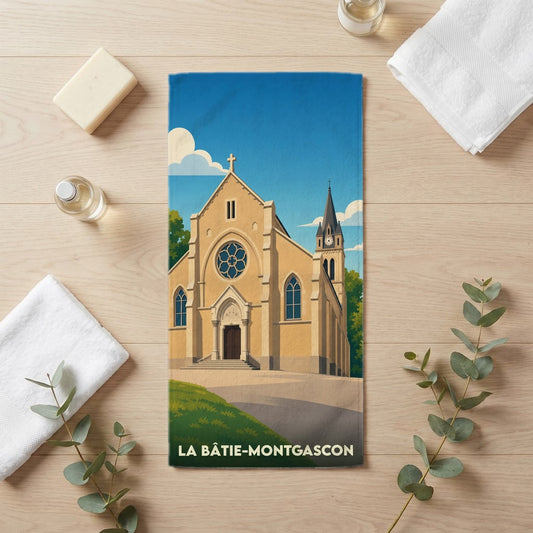 Serviette de bain 30 cm x 60 cm souvenir de La Bâtie-Montgascon