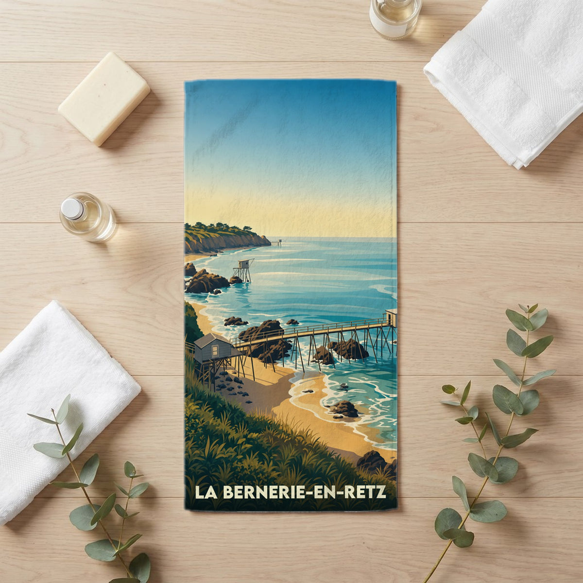 Serviette de bain 30 cm x 60 cm souvenir de La Bernerie-en-Retz