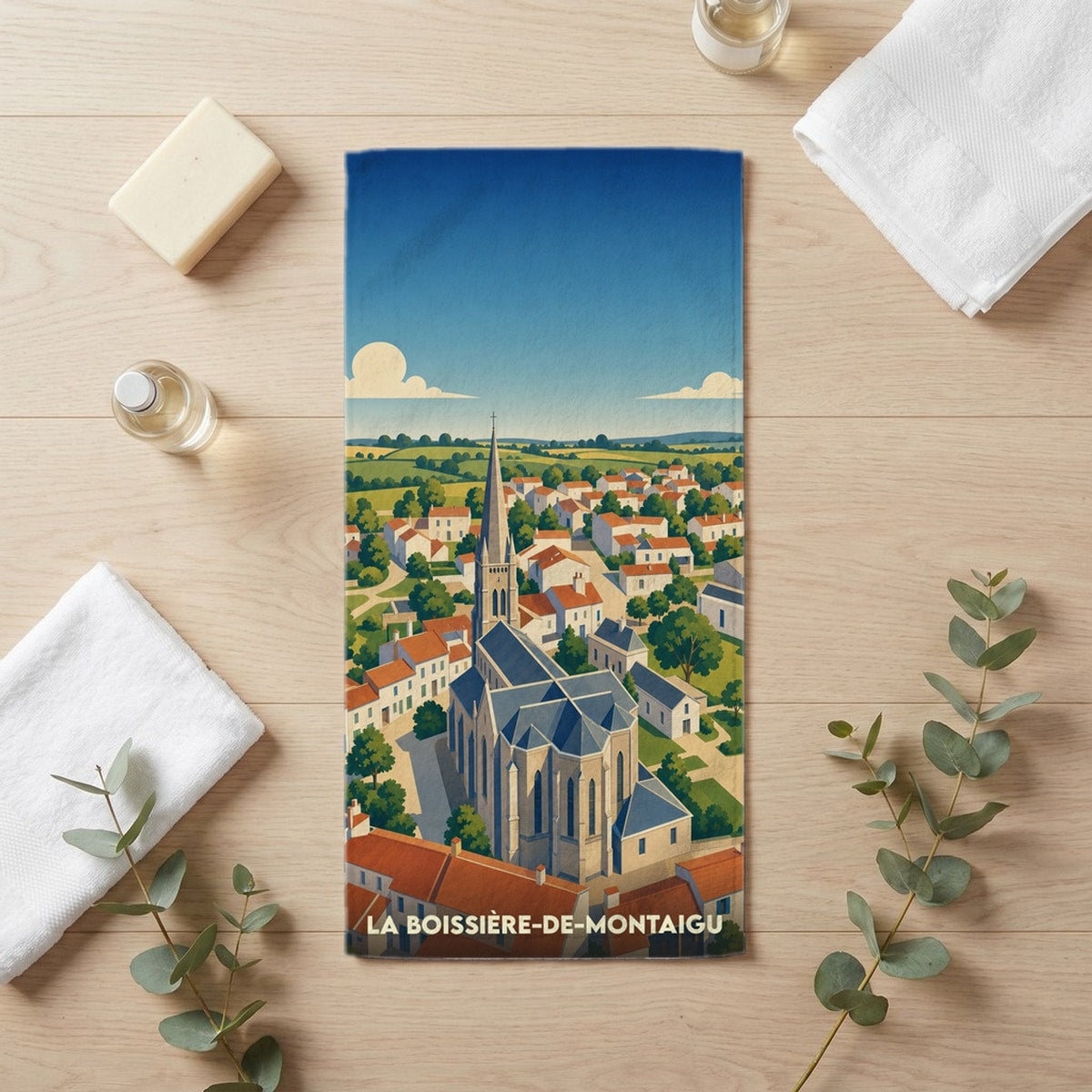 Serviette de bain 30 cm x 60 cm souvenir de La Boissière-de-Montaigu