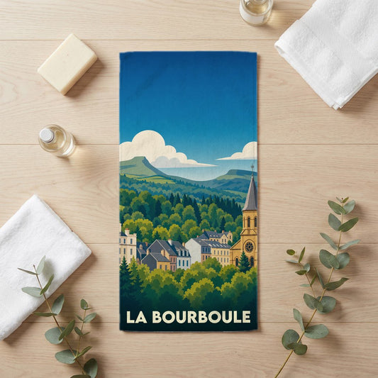 Serviette de bain 30 cm x 60 cm souvenir de La Bourboule