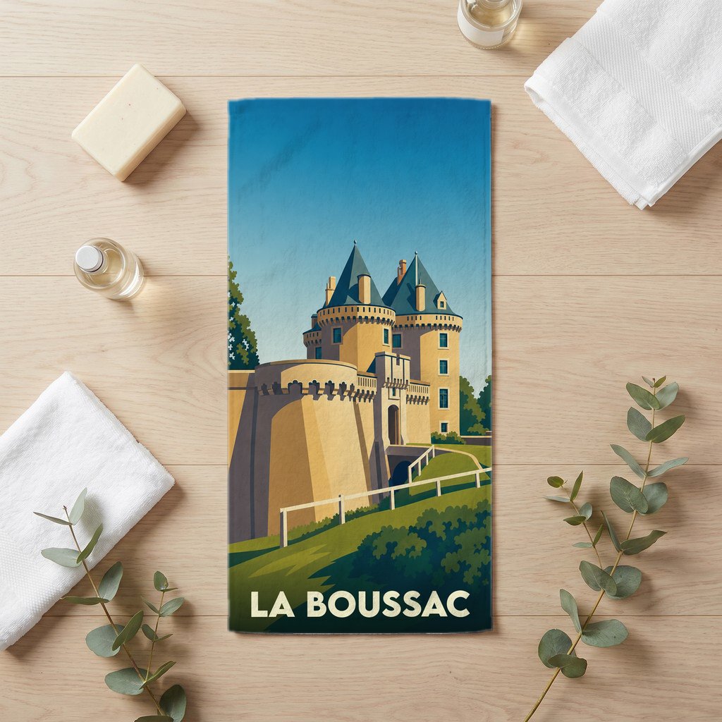 Serviette de bain 30 cm x 60 cm souvenir de La Boussac