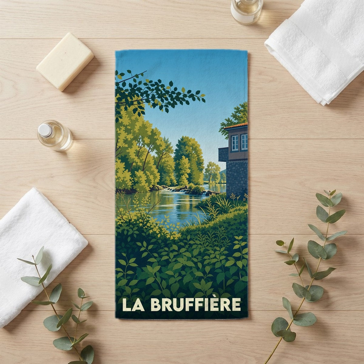 Serviette de bain 30 cm x 60 cm souvenir de La Bruffière