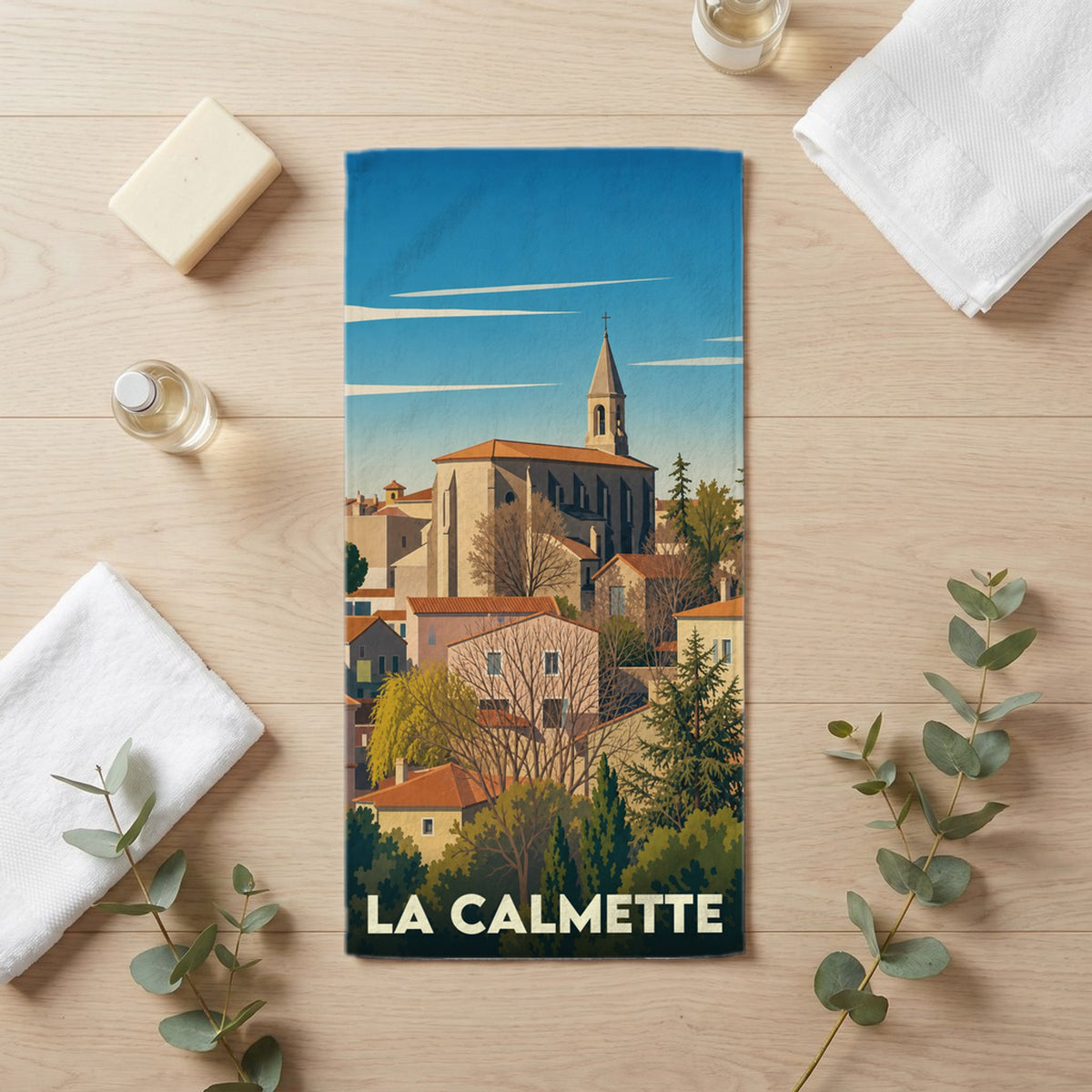 Serviette de bain 30 cm x 60 cm souvenir de La Calmette