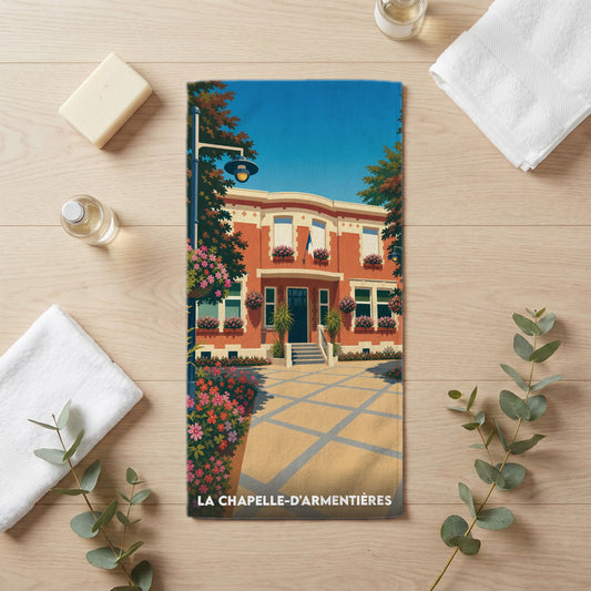 Serviette de bain 30 cm x 60 cm souvenir de La Chapelle-d'Armentières