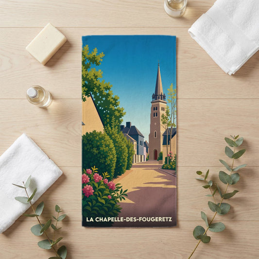 Serviette de bain 30 cm x 60 cm souvenir de La Chapelle-des-Fougeretz