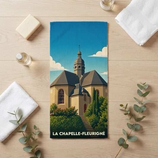 Serviette de bain 30 cm x 60 cm souvenir de La Chapelle-Fleurigné