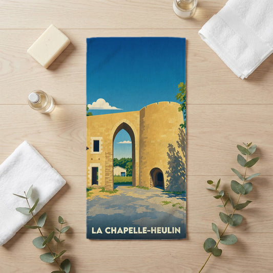 Serviette de bain 30 cm x 60 cm souvenir de La Chapelle-Heulin