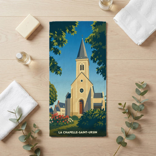 Serviette de bain 30 cm x 60 cm souvenir de La Chapelle-Saint-Ursin