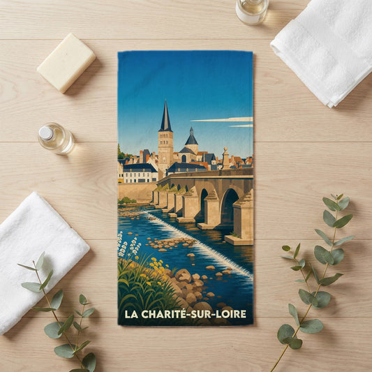 Serviette de bain 30 cm x 60 cm souvenir de La Charité-sur-Loire