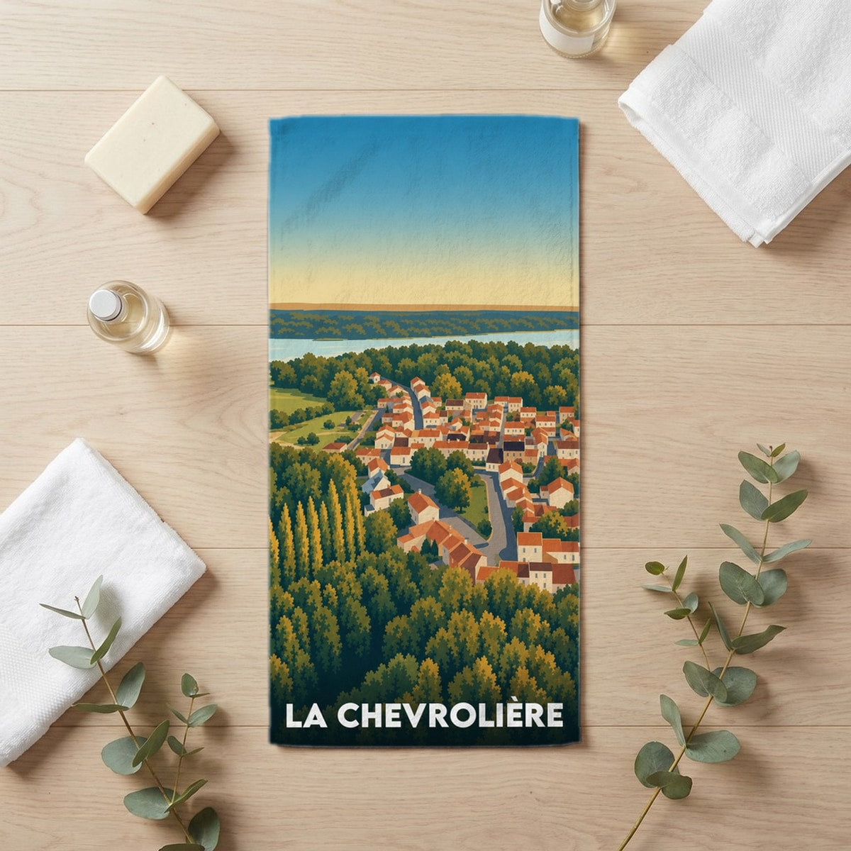 Serviette de bain 30 cm x 60 cm souvenir de La Chevrolière