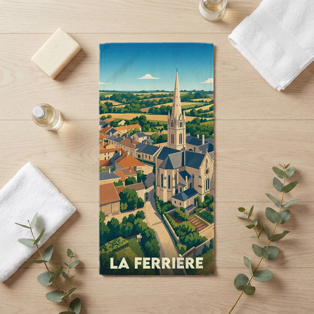 Serviette de bain 30 cm x 60 cm souvenir de La Ferrière