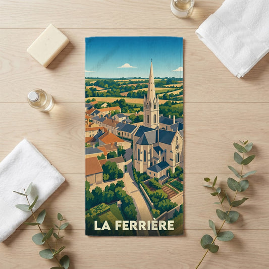 Serviette de bain 30 cm x 60 cm souvenir de La Ferrière