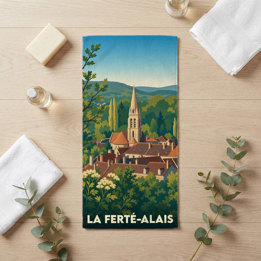 Serviette de bain 30 cm x 60 cm souvenir de La Ferté-Alais