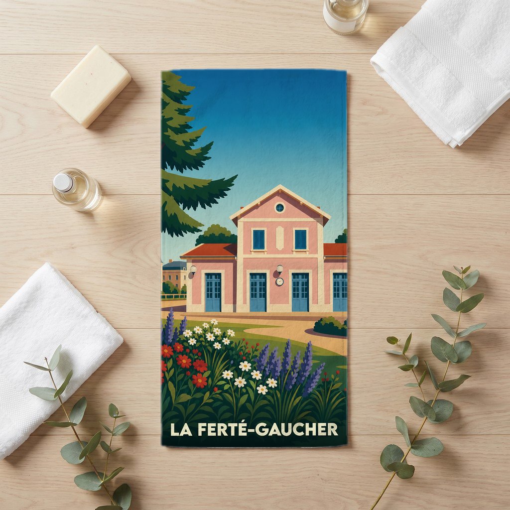 Serviette de bain 30 cm x 60 cm souvenir de La Ferté-Gaucher