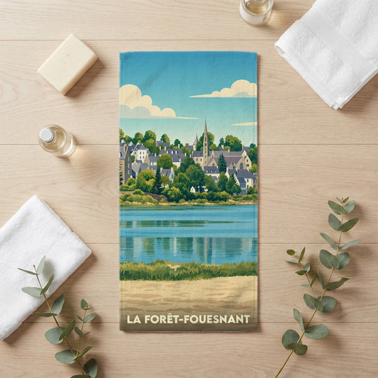 Serviette de bain 30 cm x 60 cm souvenir de La Forêt-Fouesnant