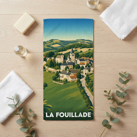 Serviette de bain 30 cm x 60 cm souvenir de La Fouillade