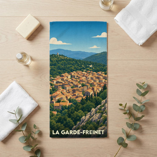 Serviette de bain 30 cm x 60 cm souvenir de La Garde-Freinet