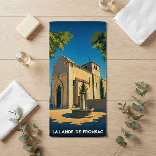 Serviette de bain 30 cm x 60 cm souvenir de La Lande-de-Fronsac