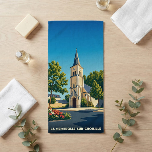Serviette de bain 30 cm x 60 cm souvenir de La Membrolle-sur-Choisille