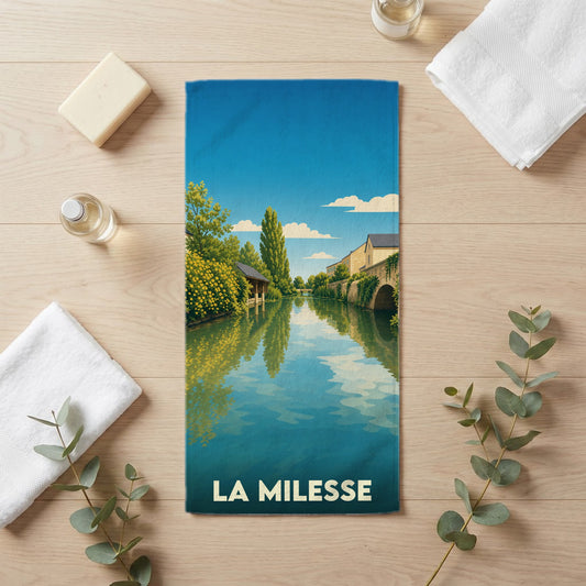 Serviette de bain 30 cm x 60 cm souvenir de La Milesse