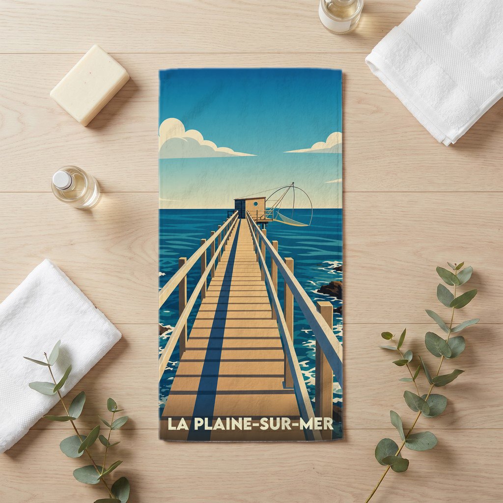 Serviette de bain 30 cm x 60 cm souvenir de La Plaine-sur-Mer