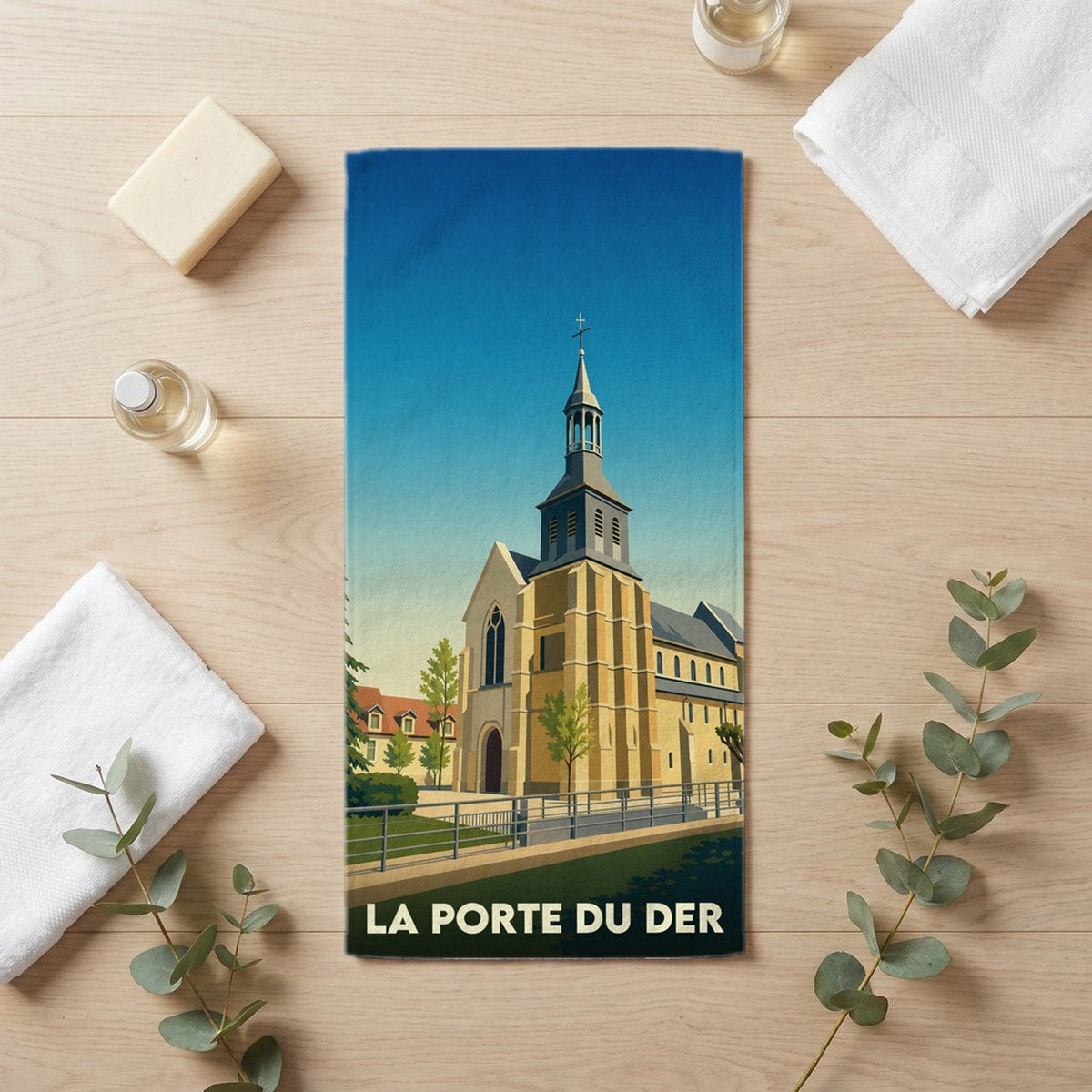 Serviette de bain 30 cm x 60 cm souvenir de La Porte du Der