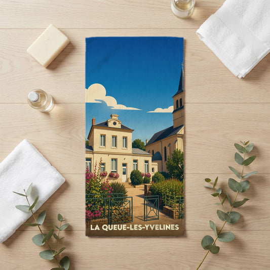 Serviette de bain 30 cm x 60 cm souvenir de La Queue-les-Yvelines