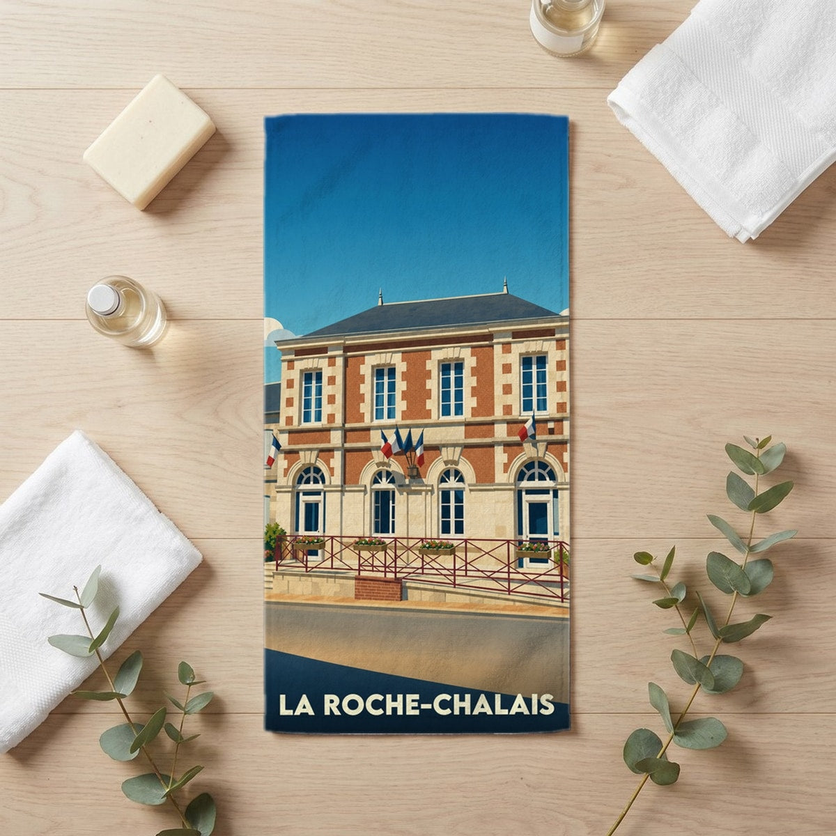 Serviette de bain 30 cm x 60 cm souvenir de La Roche-Chalais