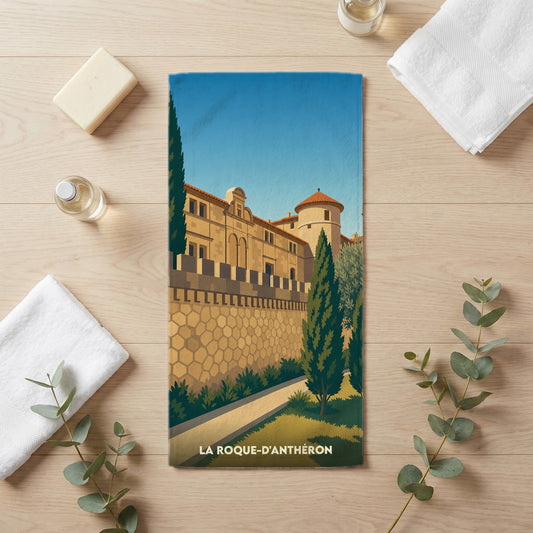 Serviette de bain 30 cm x 60 cm souvenir de La Roque-d'Anthéron