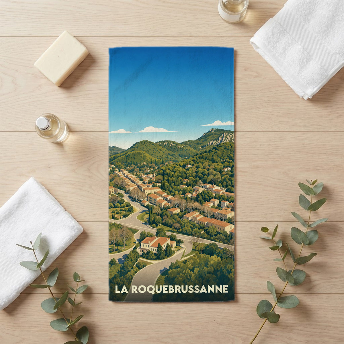 Serviette de bain 30 cm x 60 cm souvenir de La Roquebrussanne
