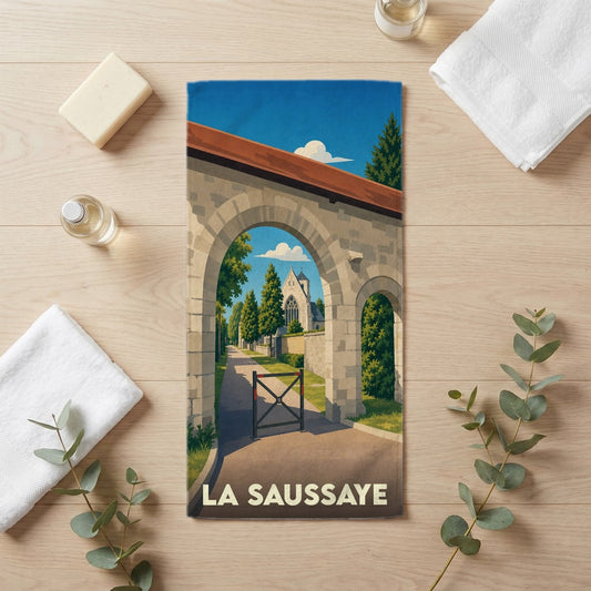 Serviette de bain 30 cm x 60 cm souvenir de La Saussaye
