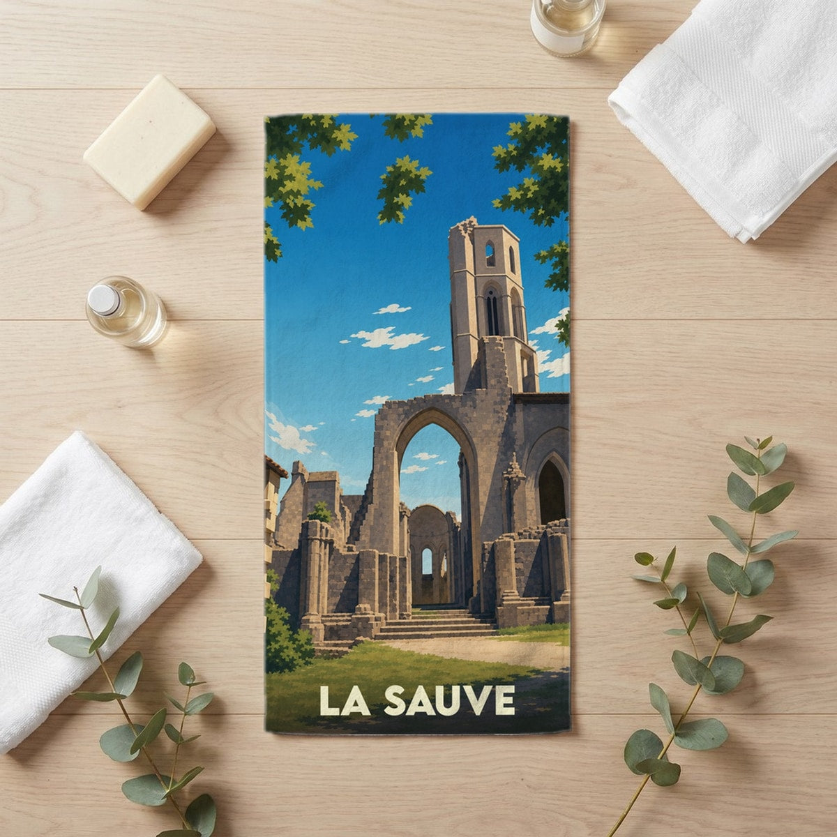 Serviette de bain 30 cm x 60 cm souvenir de La Sauve