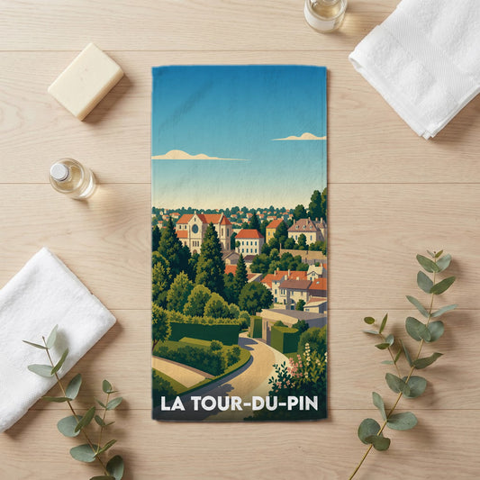 Serviette de bain 30 cm x 60 cm souvenir de La Tour-du-Pin