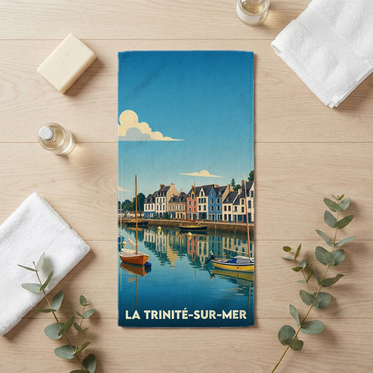 Serviette de bain 30 cm x 60 cm souvenir de La Trinité-sur-Mer