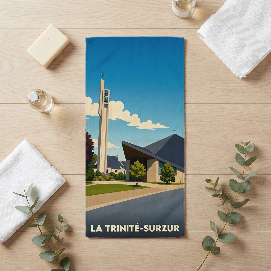 Serviette de bain 30 cm x 60 cm souvenir de La Trinité-Surzur