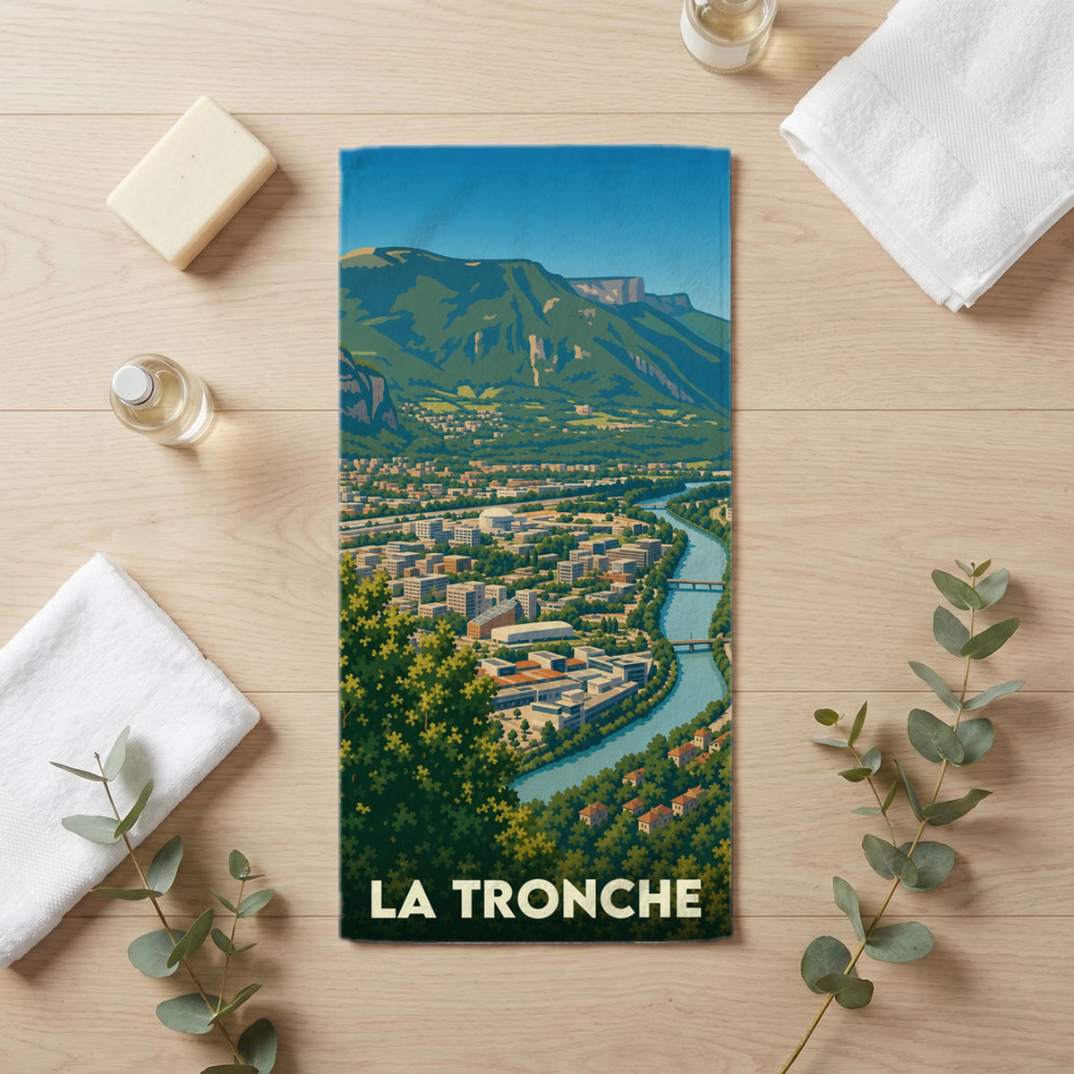Serviette de bain 30 cm x 60 cm souvenir de La Tronche