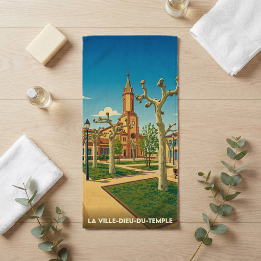 Serviette de bain 30 cm x 60 cm souvenir de La Ville-Dieu-du-Temple