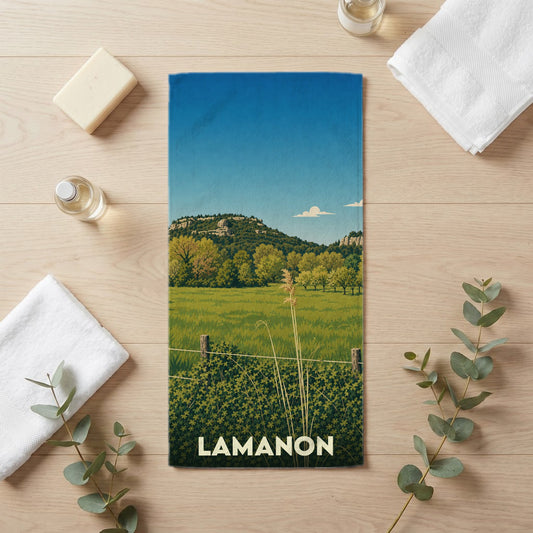 Serviette de bain 30 cm x 60 cm souvenir de Lamanon