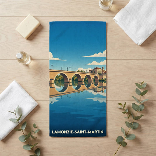 Serviette de bain 30 cm x 60 cm souvenir de Lamonzie-Saint-Martin