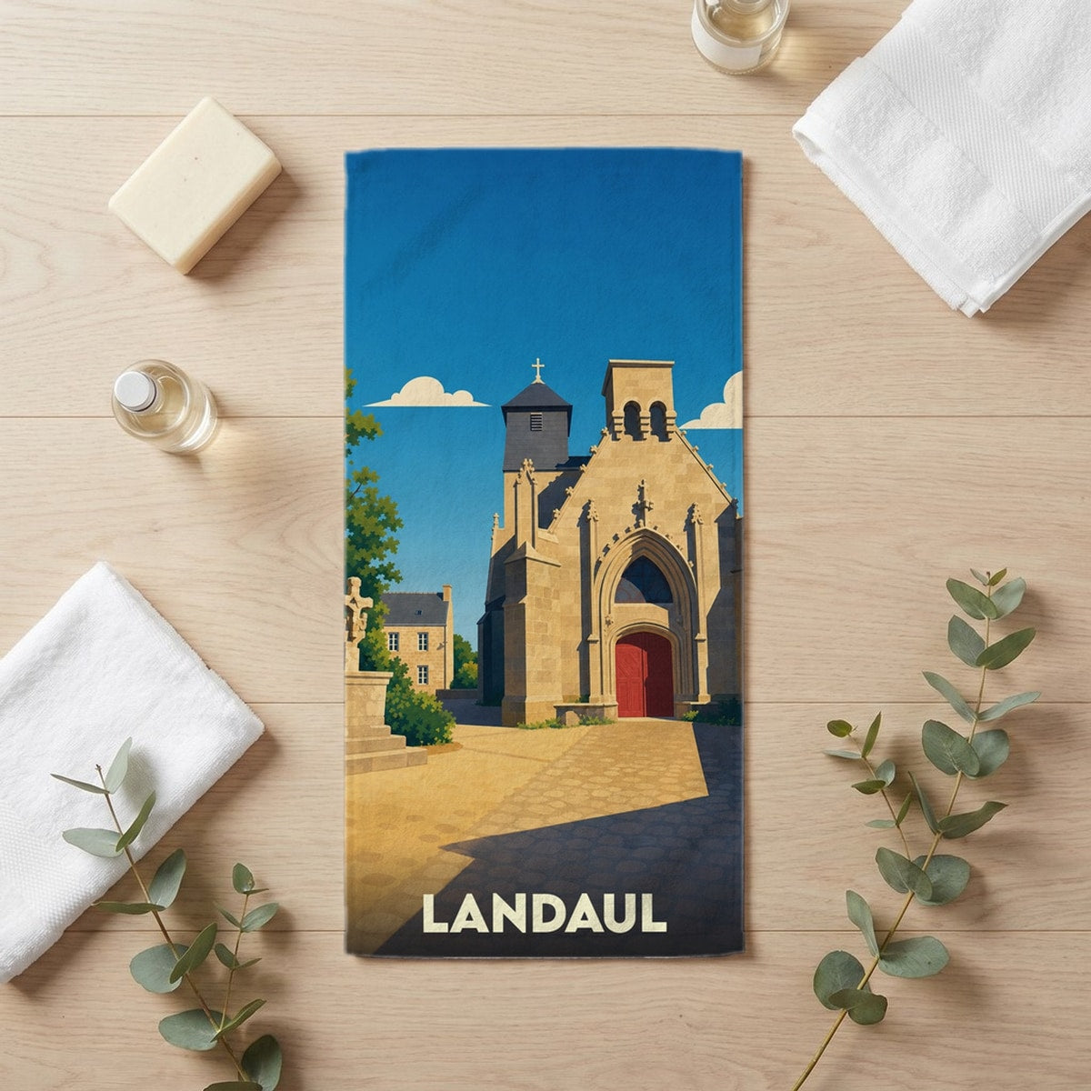 Serviette de bain 30 cm x 60 cm souvenir de Landaul