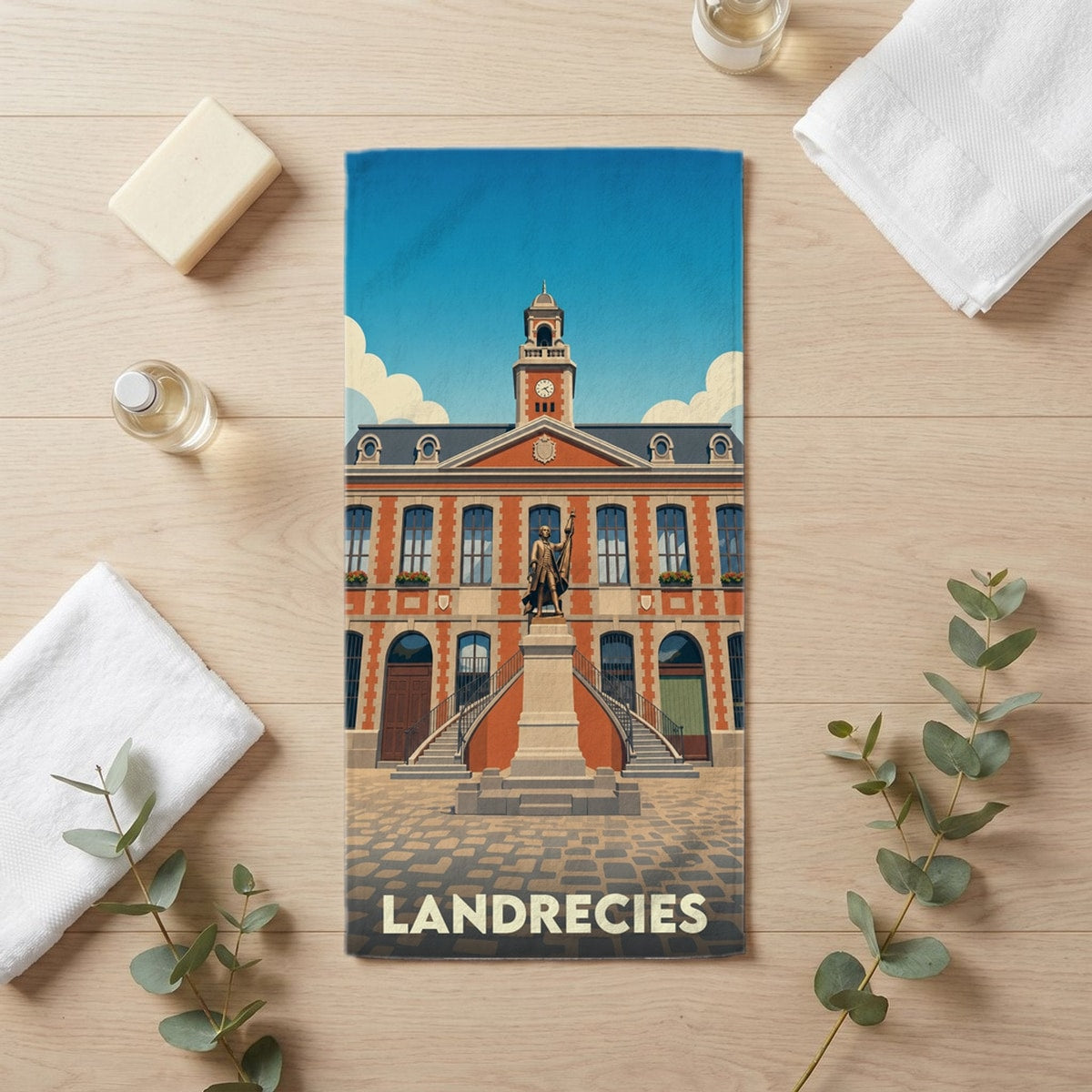 Serviette de bain 30 cm x 60 cm souvenir de Landrecies