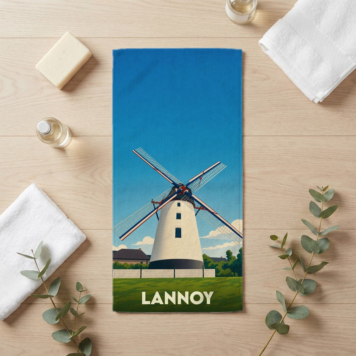 Serviette de bain 30 cm x 60 cm souvenir de Lannoy