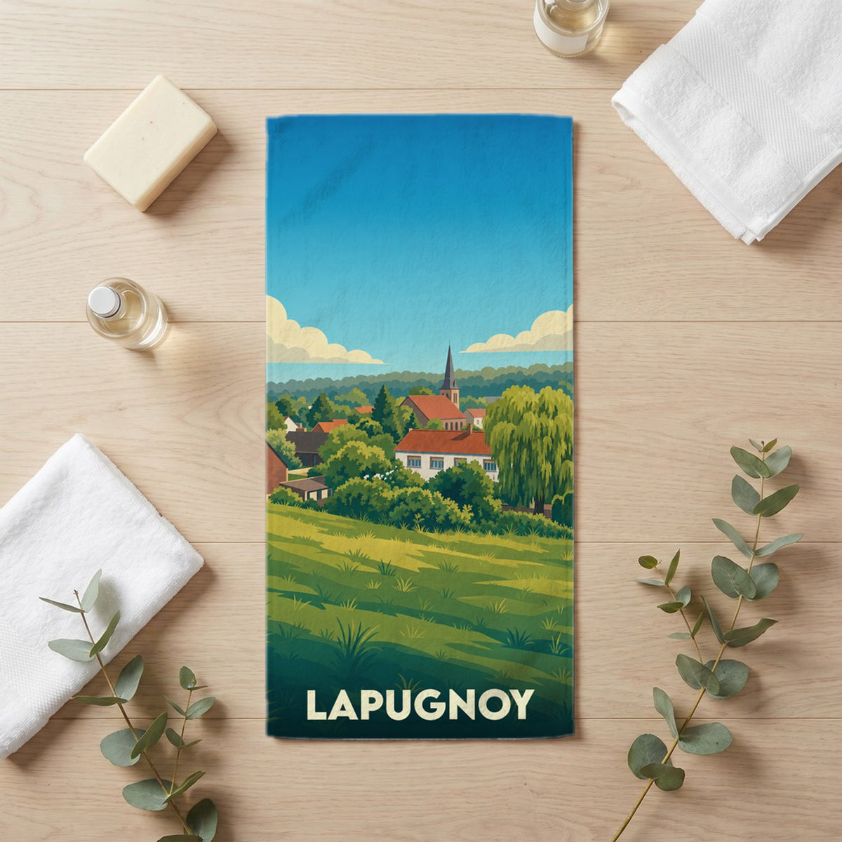 Serviette de bain 30 cm x 60 cm souvenir de Lapugnoy