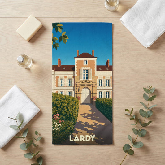 Serviette de bain 30 cm x 60 cm souvenir de Lardy