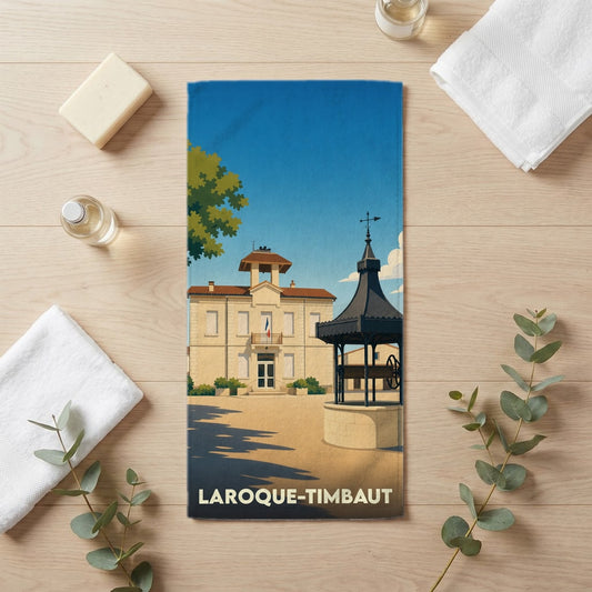 Serviette de bain 30 cm x 60 cm souvenir de Laroque-Timbaut