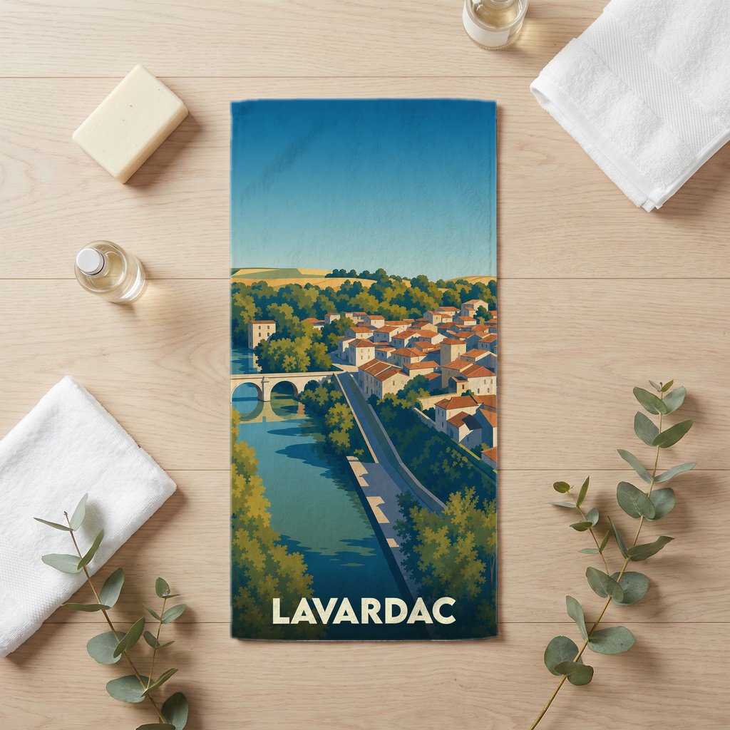 Serviette de bain 30 cm x 60 cm souvenir de Lavardac