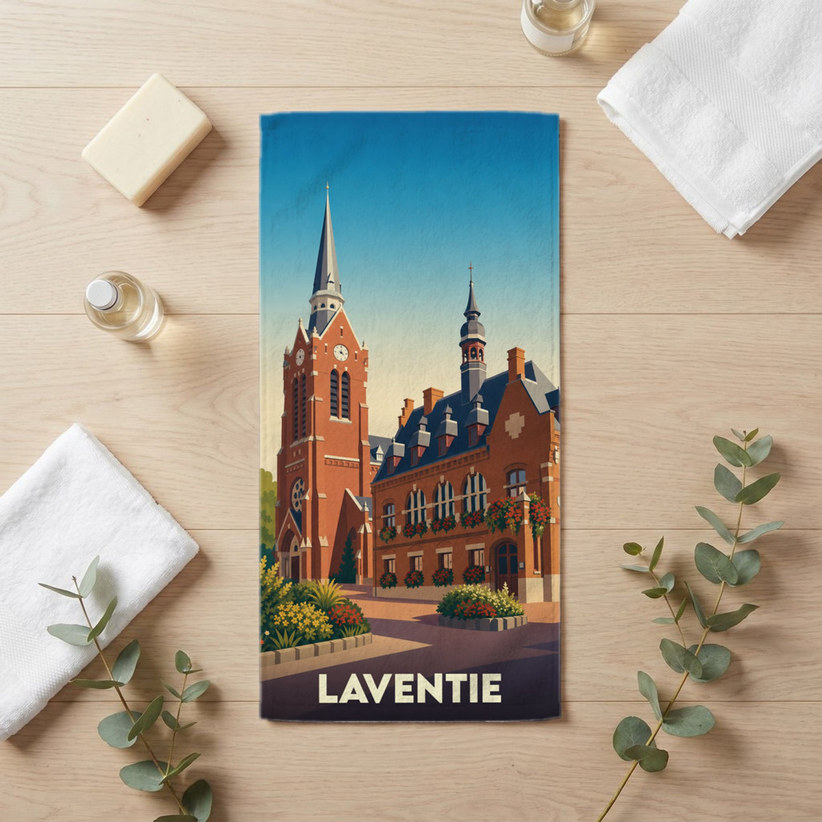 Serviette de bain 30 cm x 60 cm souvenir de Laventie